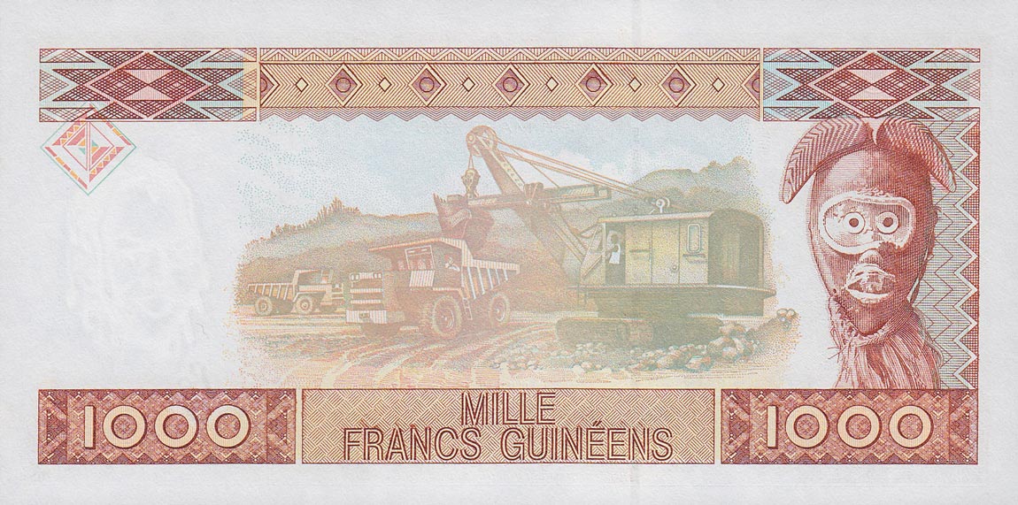 Back of Guinea p37: 1000 Francs from 1998