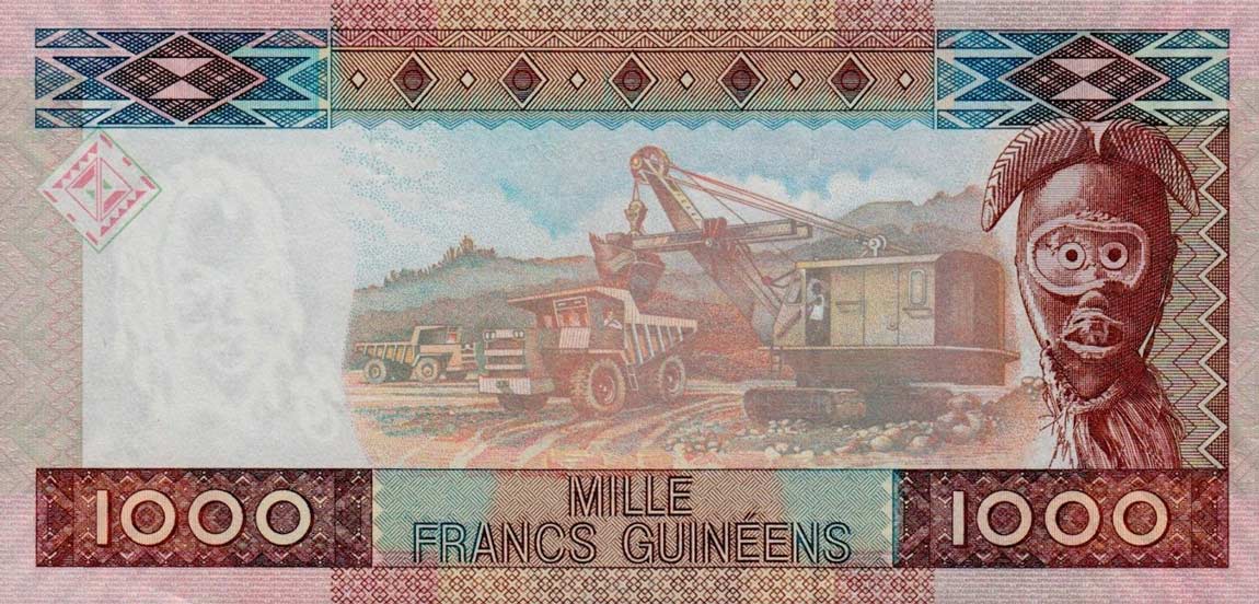 Back of Guinea p40: 1000 Francs from 2006