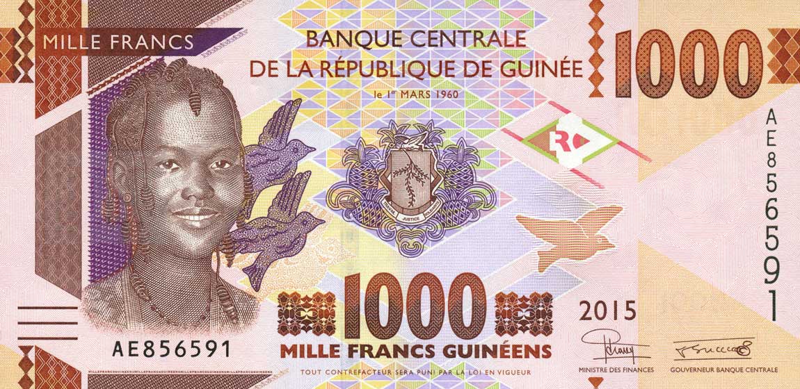 Front of Guinea p48a: 1000 Francs from 2015