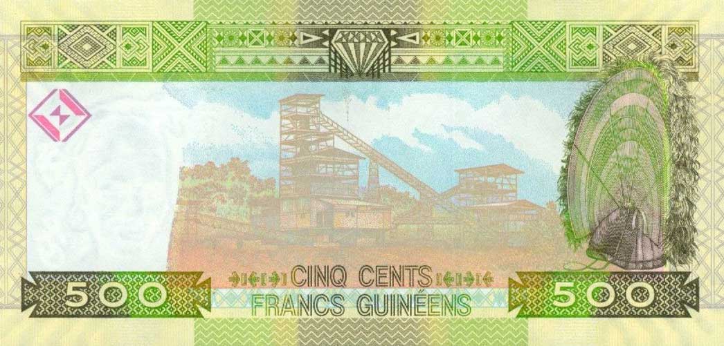 Back of Guinea p47a: 500 Francs from 2015