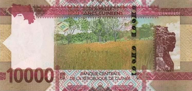 Back of Guinea p49Ac: 10000 Francs from 2022