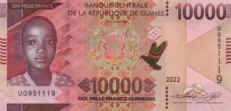 Front of Guinea p49Ac: 10000 Francs from 2022