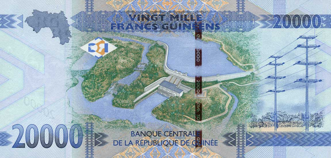 Back of Guinea p50a: 20000 Francs from 2015