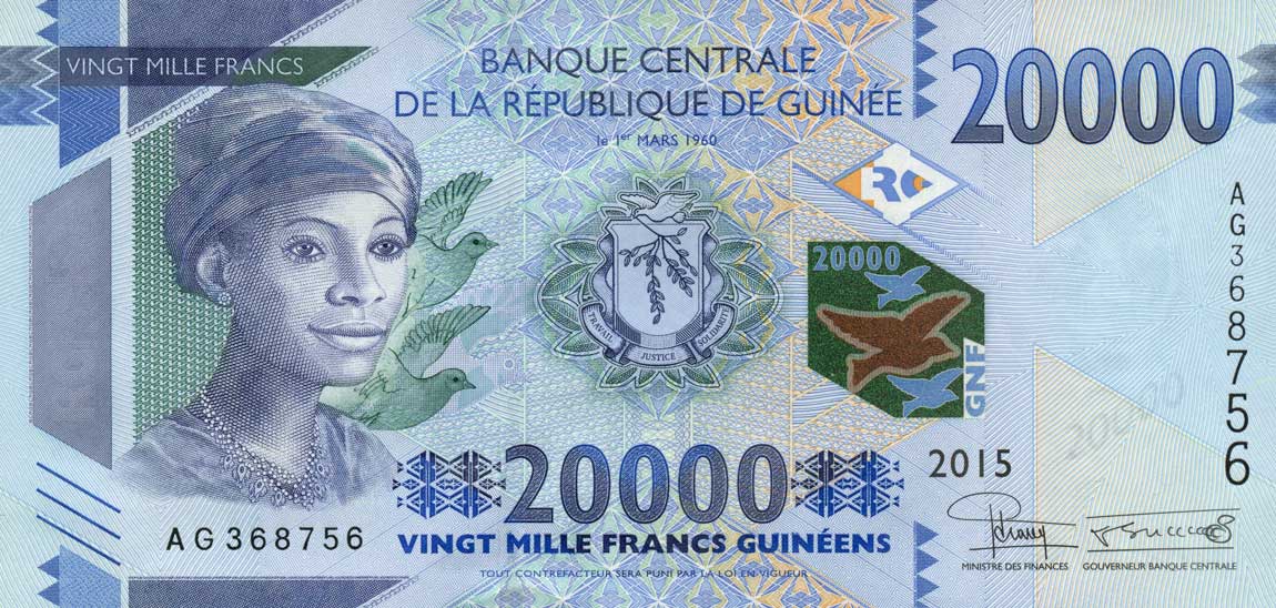 Front of Guinea p50a: 20000 Francs from 2015