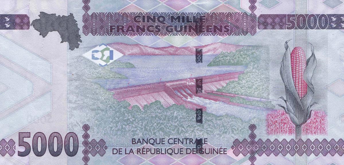 Back of Guinea p49c: 5000 Francs from 2021