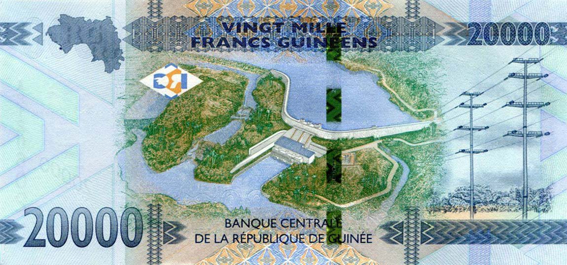 Back of Guinea p50b: 20000 Francs from 2018