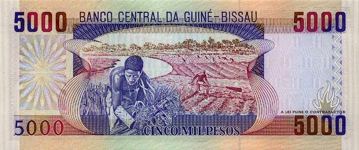 Back of Guinea-Bissau p14b: 5000 Pesos from 1993