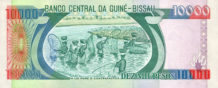 Back of Guinea-Bissau p15a: 10000 Pesos from 1990