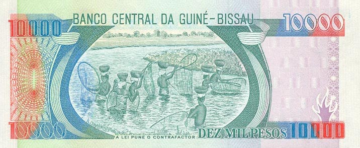 Back of Guinea-Bissau p15b: 10000 Pesos from 1993