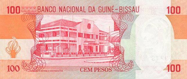 Back of Guinea-Bissau p6a: 100 Pesos from 1983