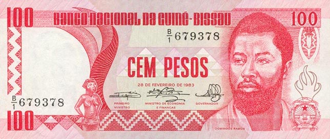 Front of Guinea-Bissau p6a: 100 Pesos from 1983