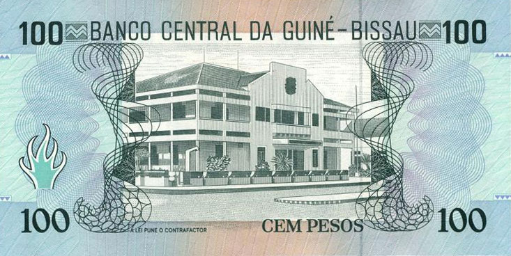 Back of Guinea-Bissau p11: 100 Pesos from 1990