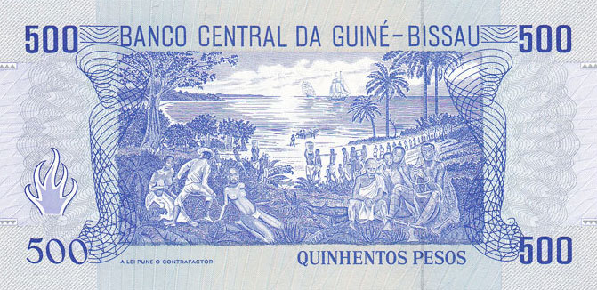 Back of Guinea-Bissau p12: 500 Pesos from 1990