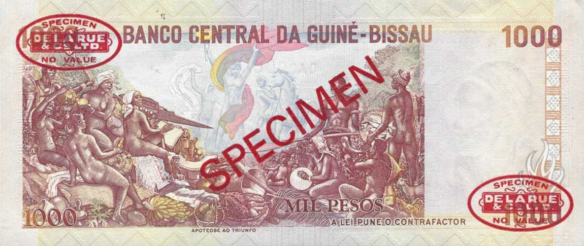 Back of Guinea-Bissau p13s: 1000 Pesos from 1990