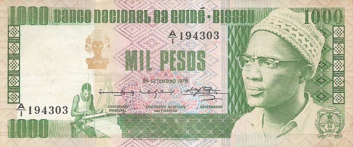 Front of Guinea-Bissau p8a: 1000 Pesos from 1978