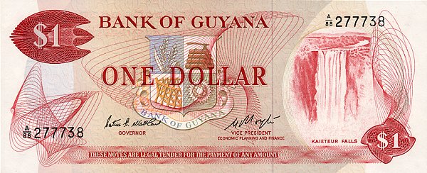Front of Guyana p21e: 1 Dollar from 1966