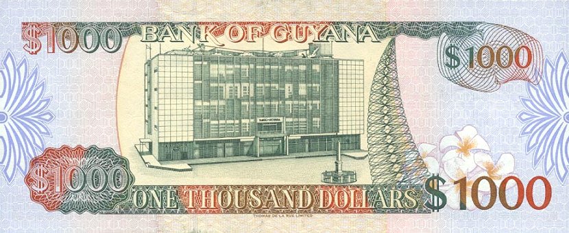 Back of Guyana p33: 1000 Dollars from 1996