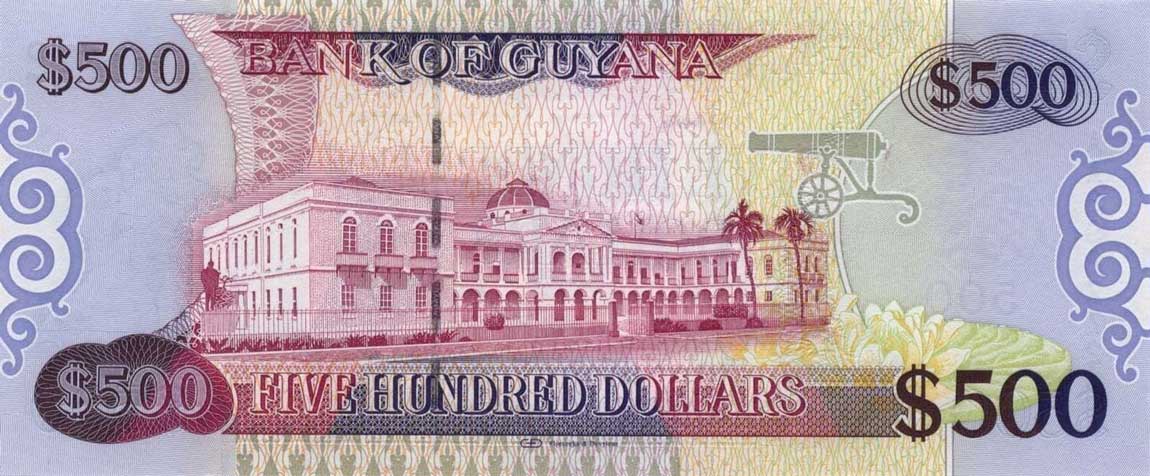 Back of Guyana p37: 500 Dollars from 2011