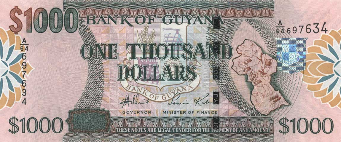 Front of Guyana p39a: 1000 Dollars from 2006