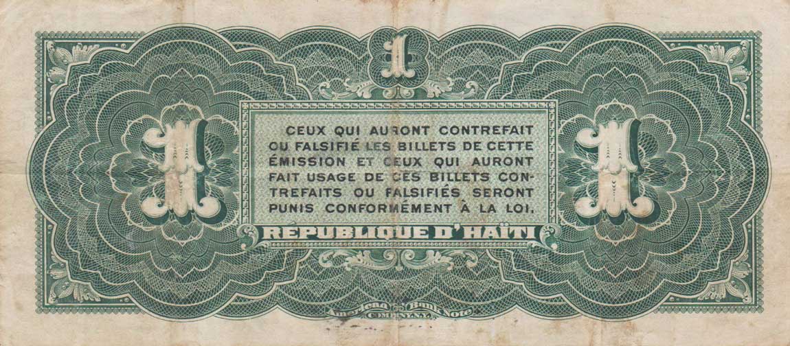 Back of Haiti p120a: 1 Gourde from 1904