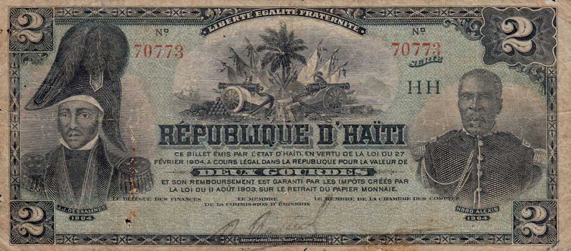 Front of Haiti p121a: 2 Gourdes from 1904