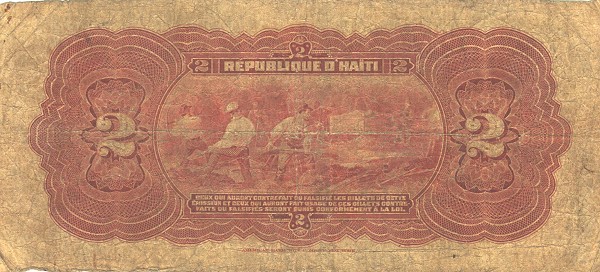 Back of Haiti p132a: 2 Gourdes from 1914