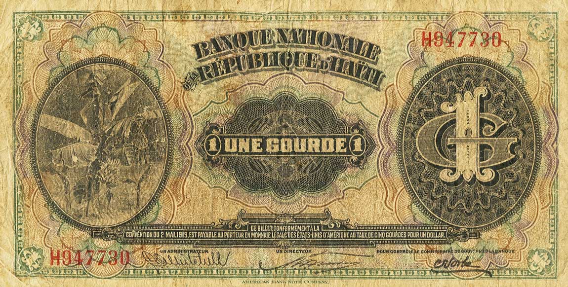 Front of Haiti p150a: 1 Gourde from 1919