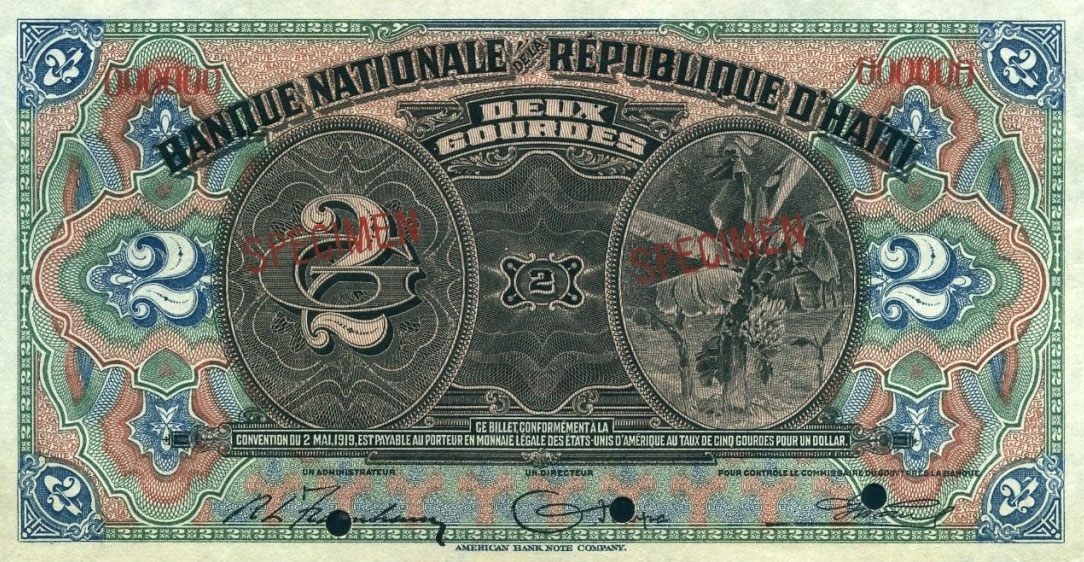 Front of Haiti p151s: 2 Gourdes from 1919