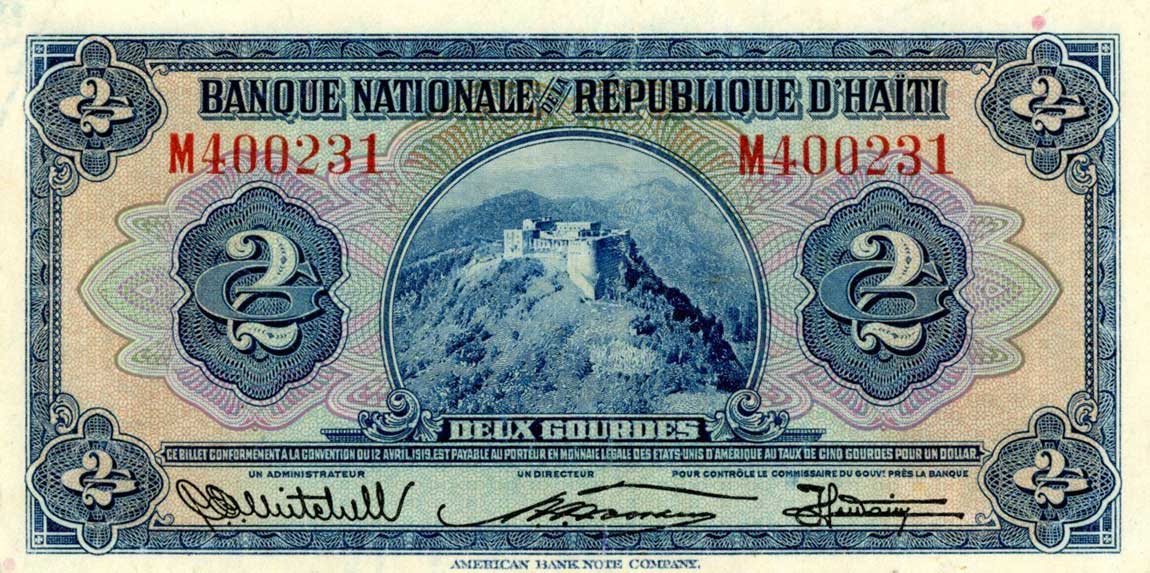 Front of Haiti p161a: 2 Gourdes from 1919