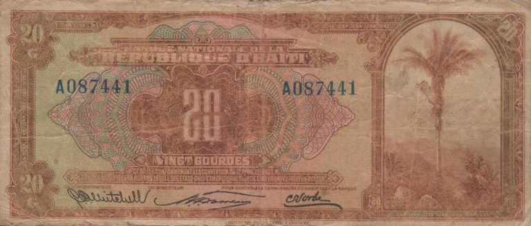 Front of Haiti p164a: 20 Gourdes from 1919
