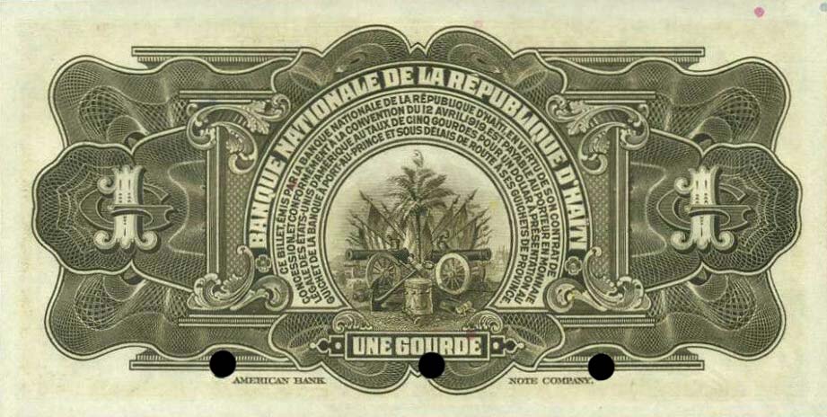 Back of Haiti p167s: 1 Gourde from 1919