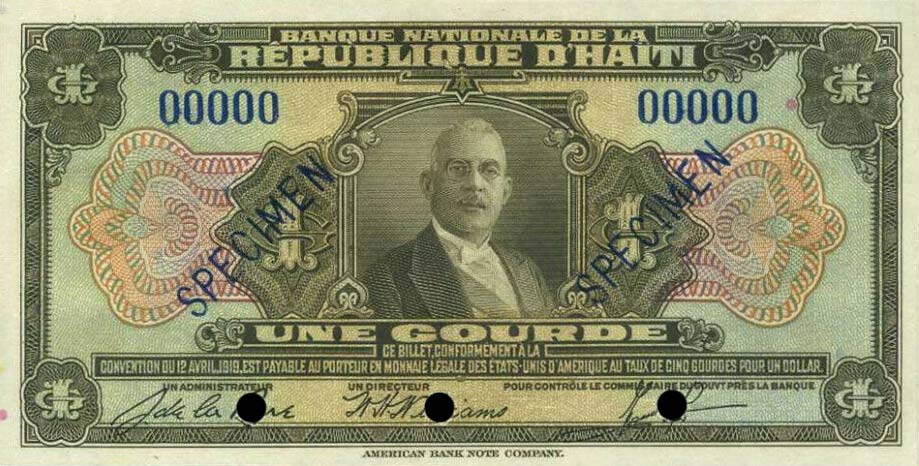 Front of Haiti p167s: 1 Gourde from 1919