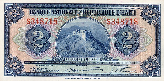 Front of Haiti p171a: 2 Gourdes from 1919