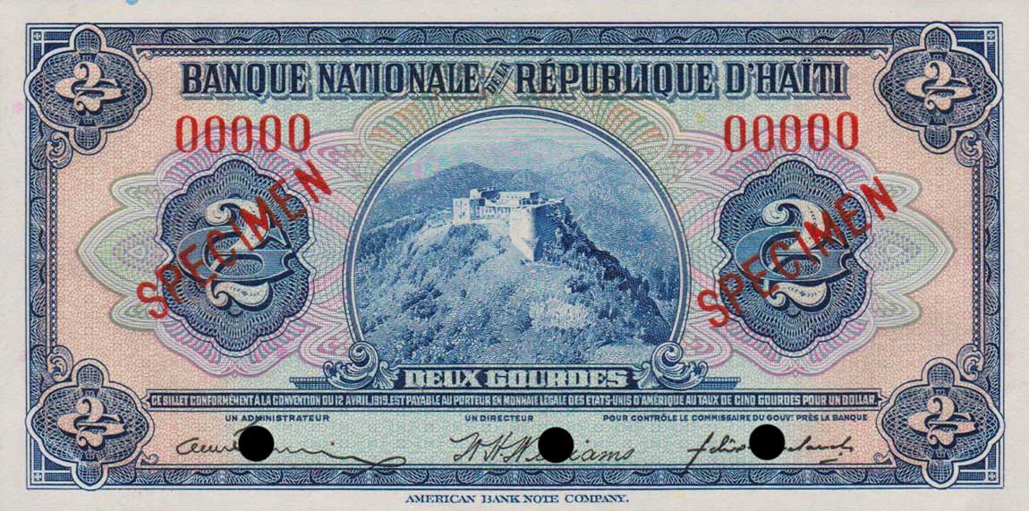 Front of Haiti p171s: 2 Gourdes from 1919