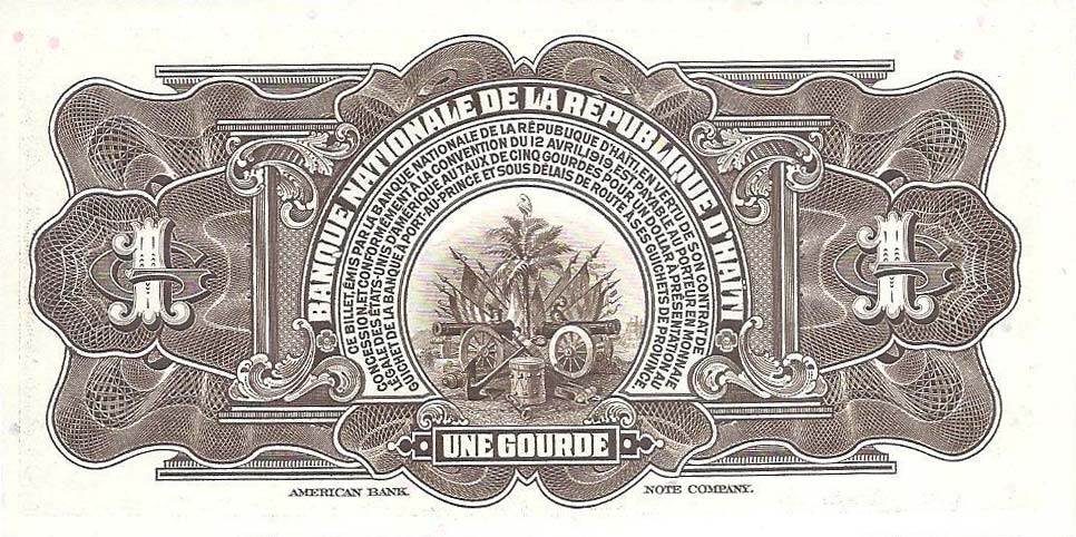 Back of Haiti p178a: 1 Gourde from 1951