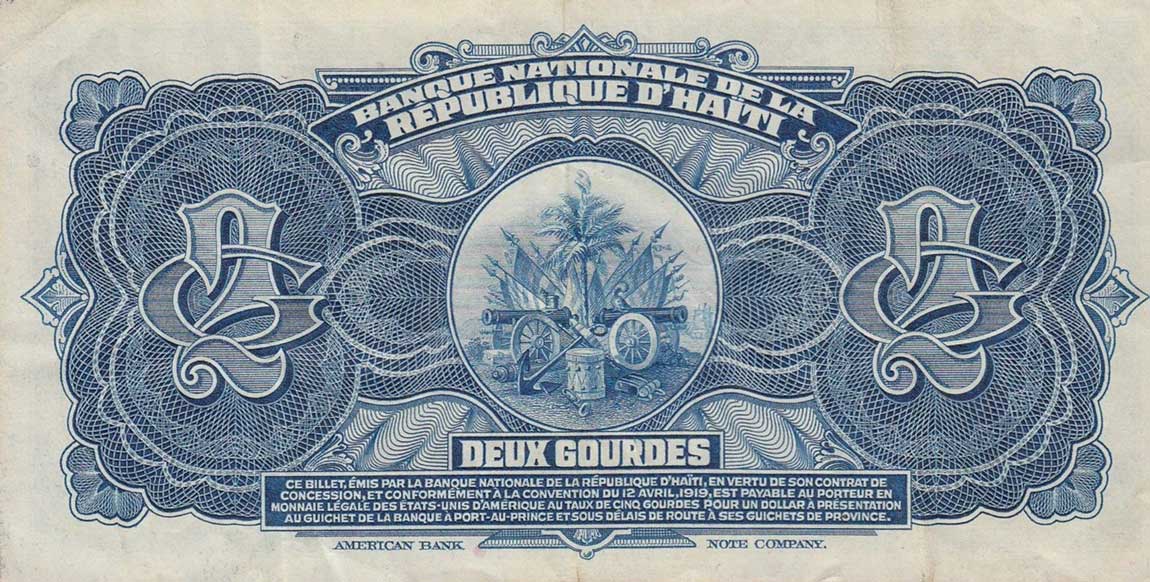 Back of Haiti p179a: 2 Gourdes from 1951