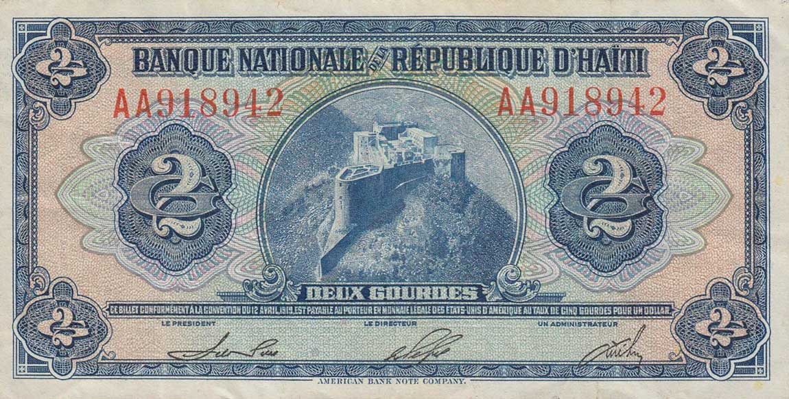 Front of Haiti p179a: 2 Gourdes from 1951