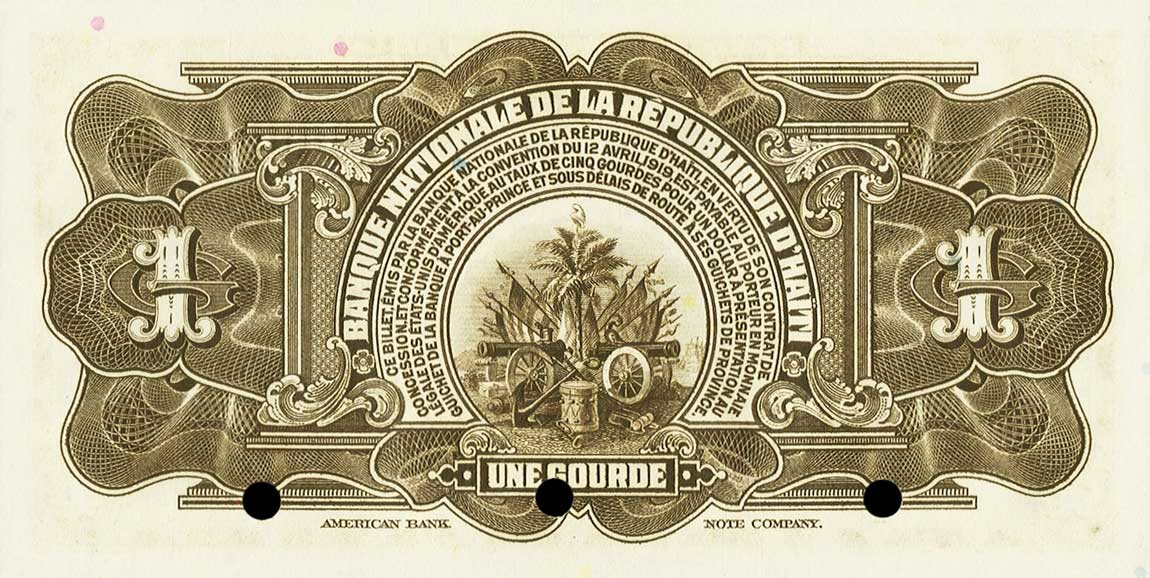 Back of Haiti p185s: 1 Gourde from 1964