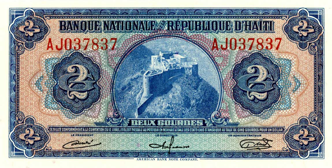 Front of Haiti p186a: 2 Gourdes from 1964