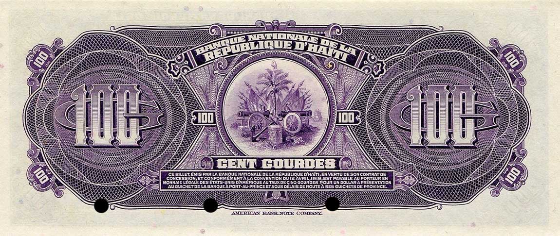 Back of Haiti p189s: 100 Gourdes from 1964