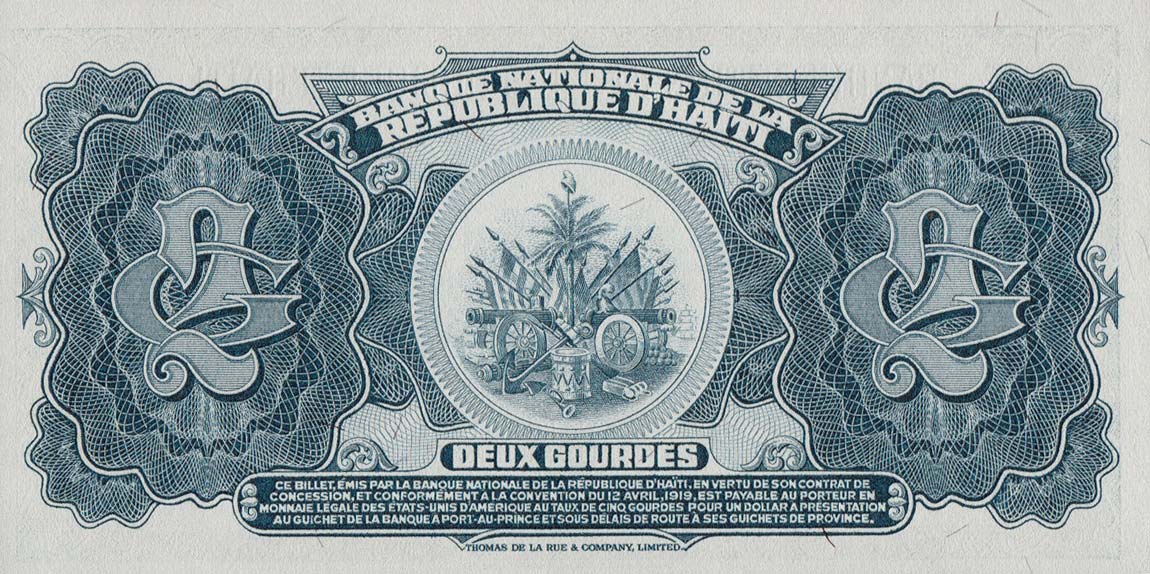 Back of Haiti p191a: 2 Gourdes from 1967