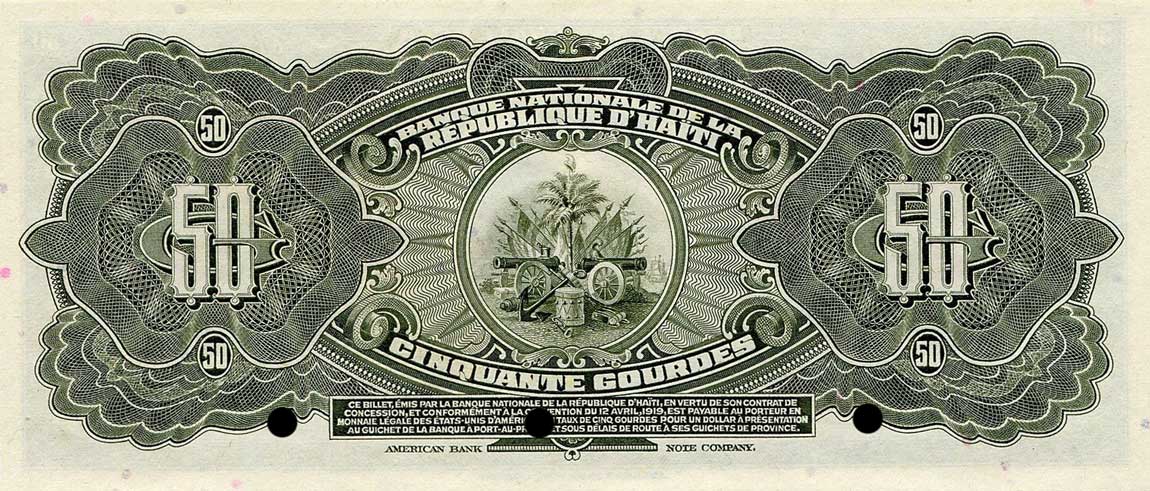 Back of Haiti p194s: 50 Gourdes from 1967