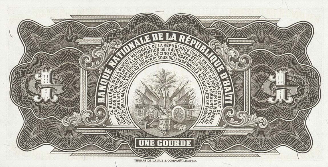 Back of Haiti p196a: 1 Gourde from 1968