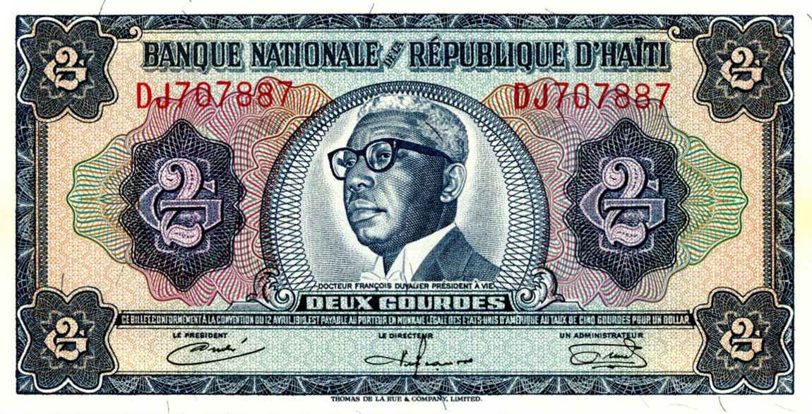 Front of Haiti p197a: 2 Gourdes from 1968