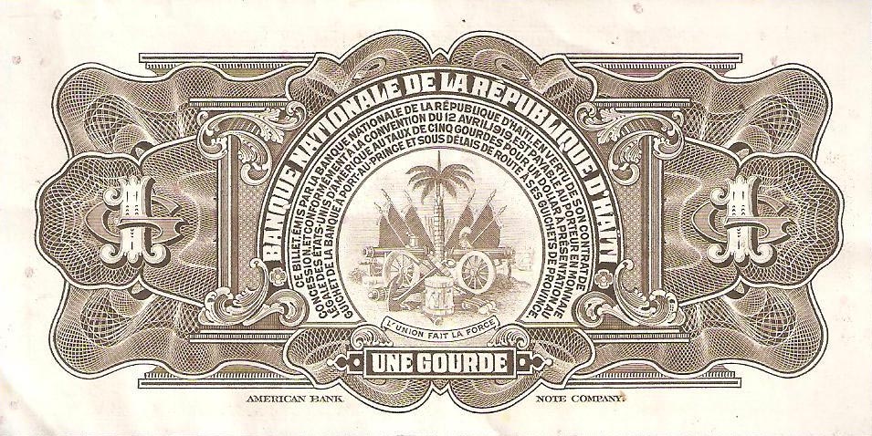 Back of Haiti p200a: 1 Gourde from 1970