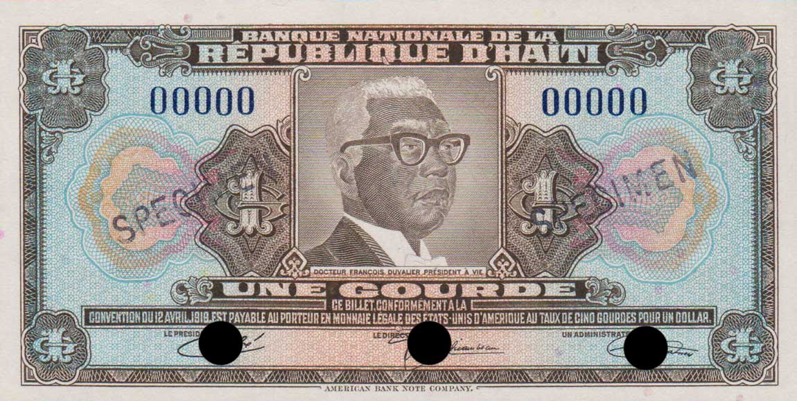 Front of Haiti p200s: 1 Gourde from 1970