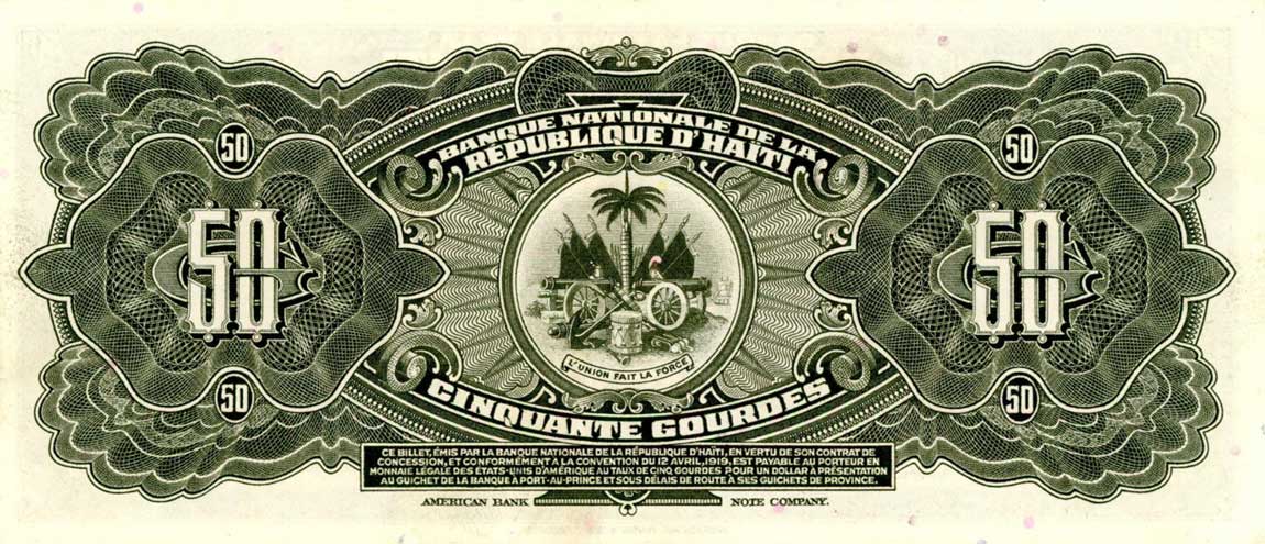 Back of Haiti p204a: 50 Gourdes from 1970