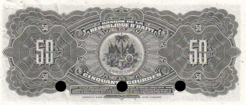 Back of Haiti p235s: 50 Gourdes from 1979