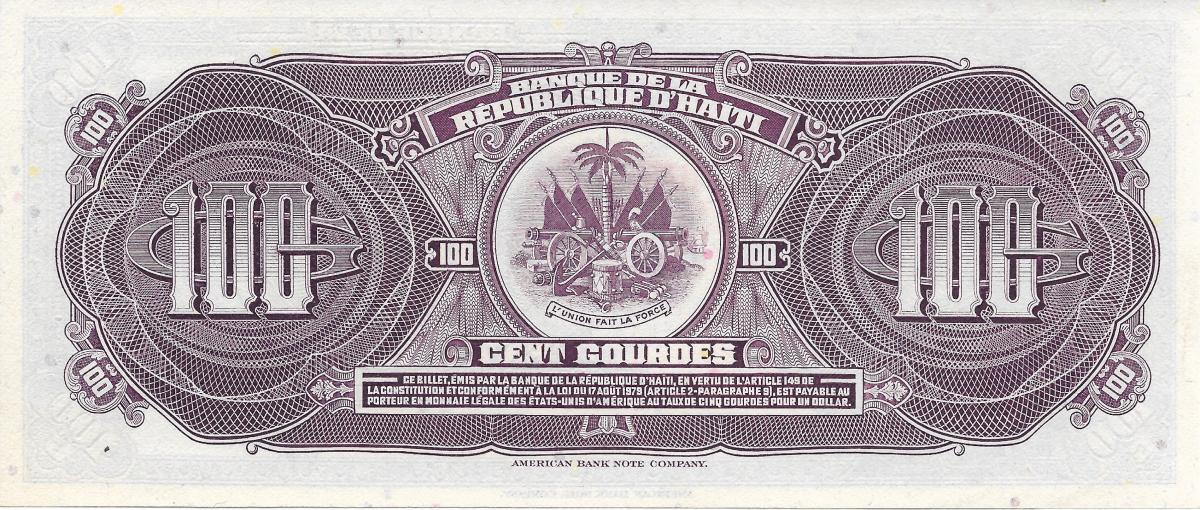 Back of Haiti p236a: 100 Gourdes from 1980