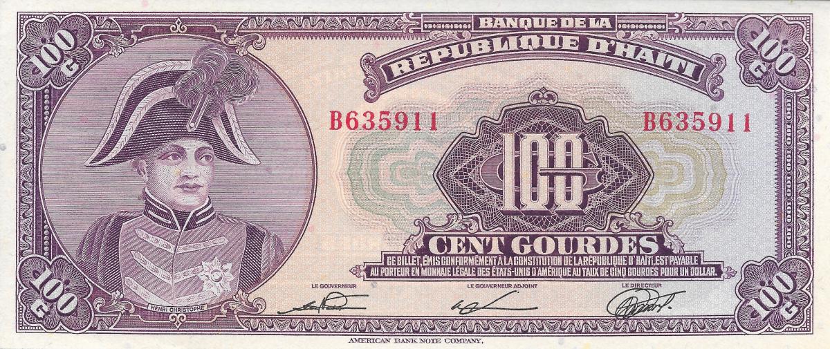 Front of Haiti p236a: 100 Gourdes from 1980